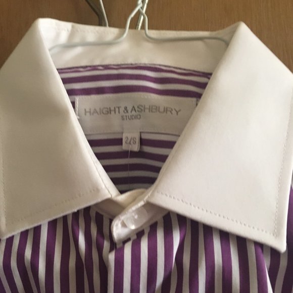 NWT Haight & Ashbury Mens Dress Shirt Purple Stripe Size Small - Picture 3 of 3